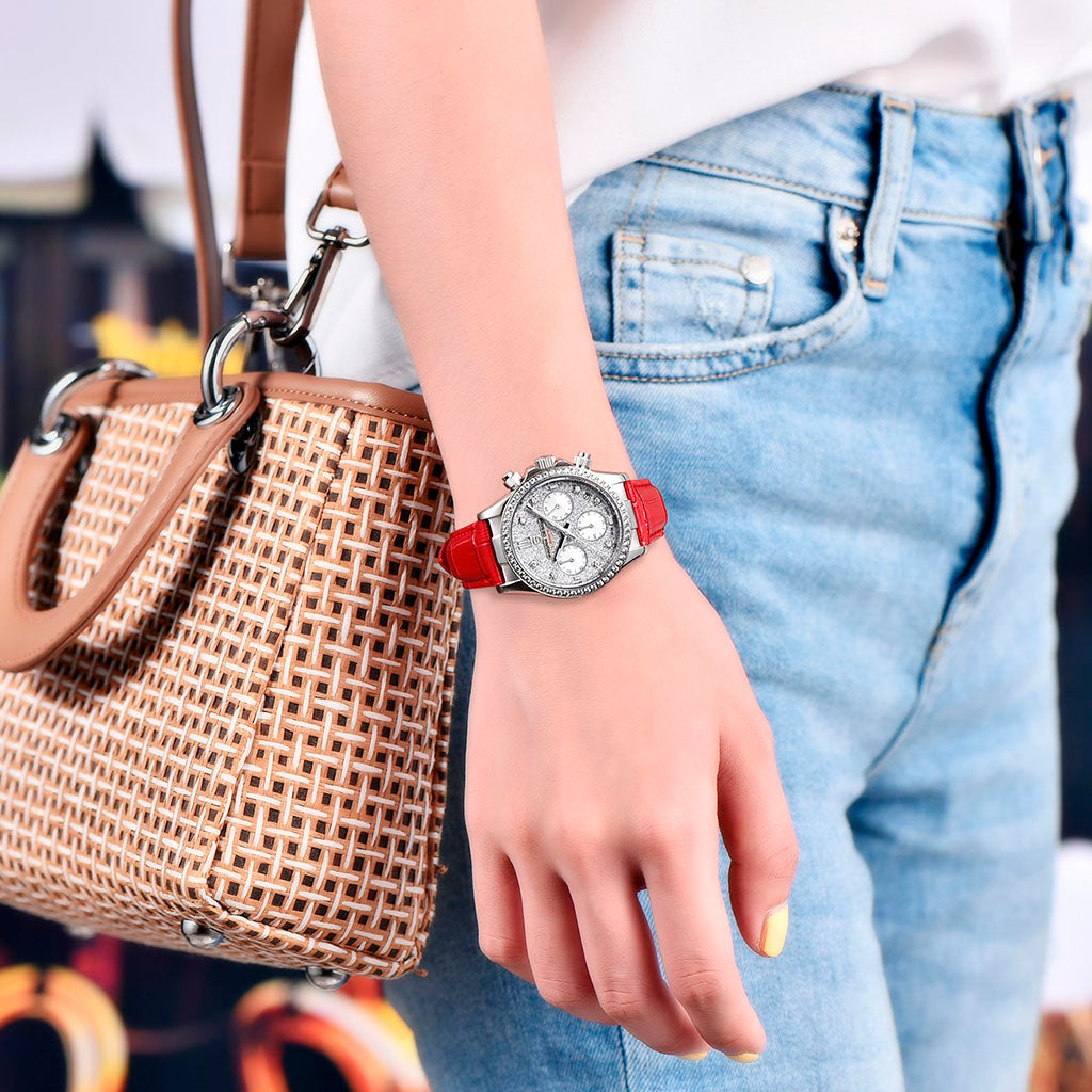 Relógio Feminino Pagani Design Daisy Red