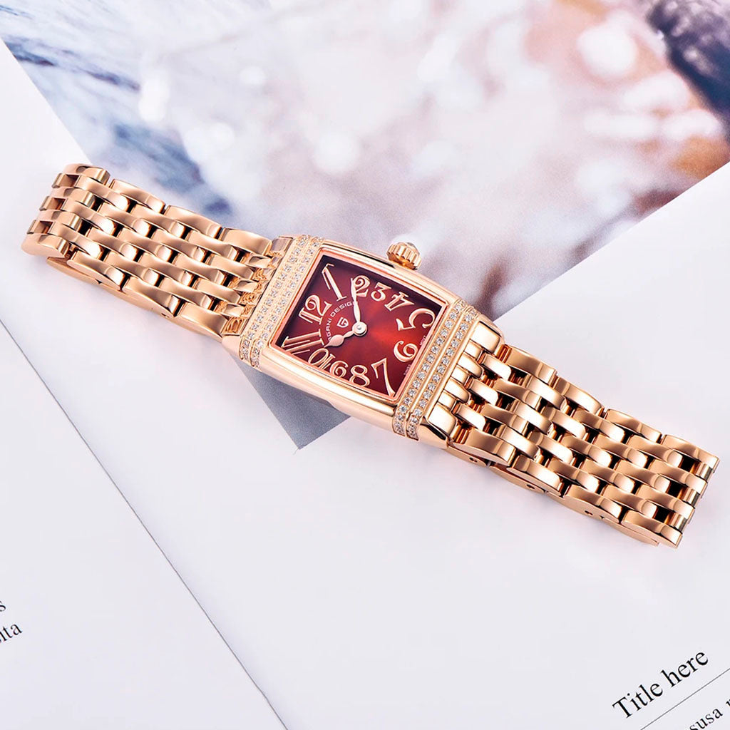 Relógio Feminino Pagani Design Sunflower Gold Red